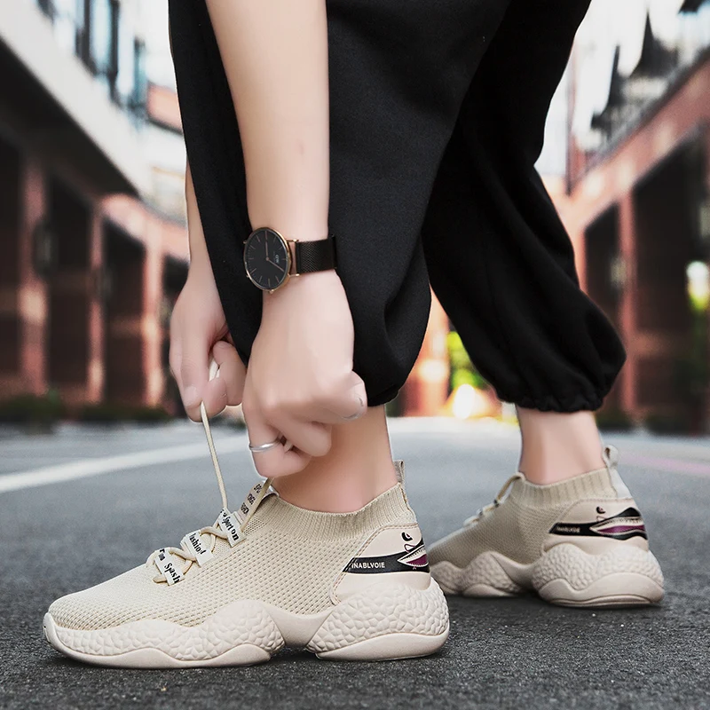 

Hot Sale Summer Trendy Men Socks Shoes Shark Damping Mesh Run Men Sneakers Increase Flyknit Non-slip Men Casual Shoes Plus Size