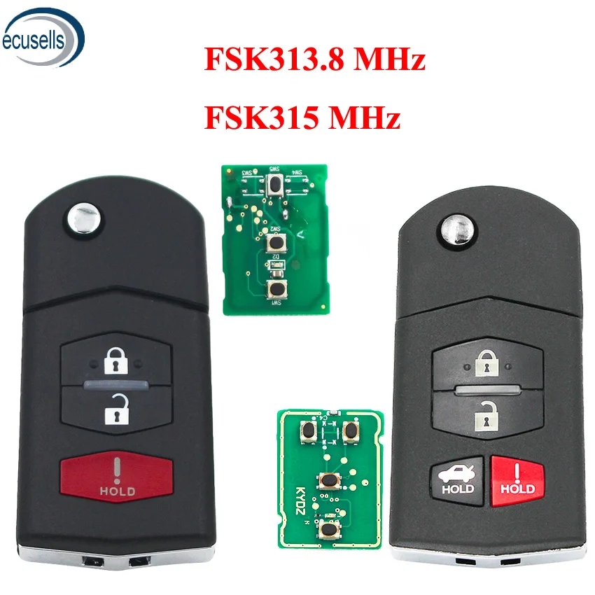 Складной дистанционный ключ для Mazda FSK 315 МГц 313 8 4D63 80 бит чип ID83 FCC ID: BGBX1T478SKE125-01 KPU41788