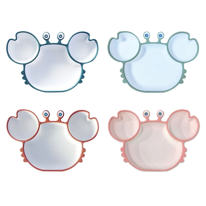 

Cartoon Crab Baby Silicone Training Bowl Divided Sucker Non-slip Dinner Plate T5EC