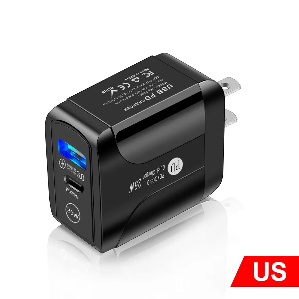 PD 25W Cell Phone Charger Quick Charge 3.0 Type C USB Charger For iPhone13 Pro Max Samsung Xiaomi Mobile Phone Fast Charging usb fast charge Chargers