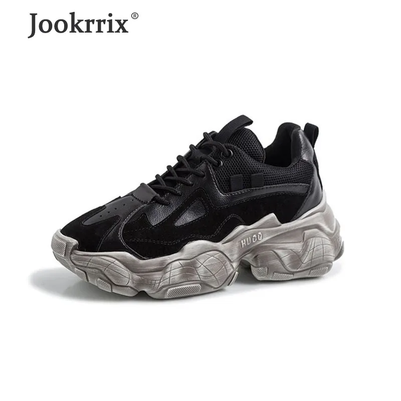 Jookrrix/ г., женские модные кроссовки на толстой подошве, увеличивающие рост, для женщин, удобная обувь на танкетке, женская повседневная обувь черного цвета на толстой подошве