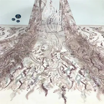 

Embroidered Brocade Lace for Wedding Party Dress High Quality Pink African French Tulle Lace Nigerian Net Lace Fabrics