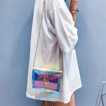 

Fashion Women Laser Transparent Crossbody Bags Messenger Shoulder Bag Beach Bag Female Small Tote Messenger Bags