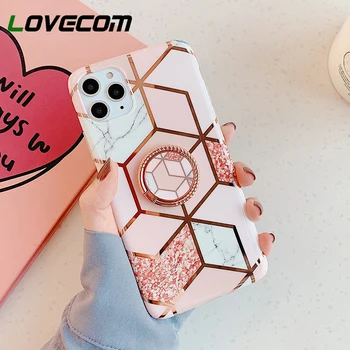 

Geometric Marble Phone Case With Metalic Ring For Huawei P20 P30 P40 Pro P20 P30 Lite Mate 20 30 Lite Case Soft IMD Phone Cover