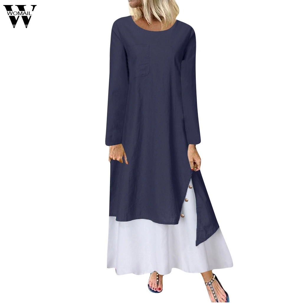 Womail maxi dresses for women elegant 2019 Plus Size Casual Loose Long Sleeve Button Solid woman party night long party dresses Womail maxi dresses for women elegant 2019 Plus Size Casual Loose Long Sleeve Button Solid woman party night long party dresses