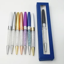 Роскошные женские Алмазные шариковые ручки, кристальная ручка с элементом, розничная, Подарочная коробка, чехол, школьные принадлежности