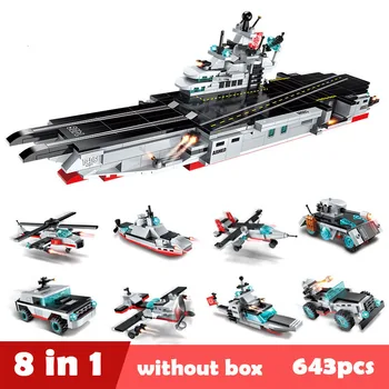 

ENLIGHTEN 643Pcs Military Army Airplane Destroyer Aircraft Carrier Weapon Model Building Blocks Sets Toys For Children