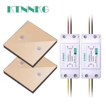 

AC220V 110V relay switch 433Mhz with gold wall touch remote control, smart house, light bulb combination kit, default on