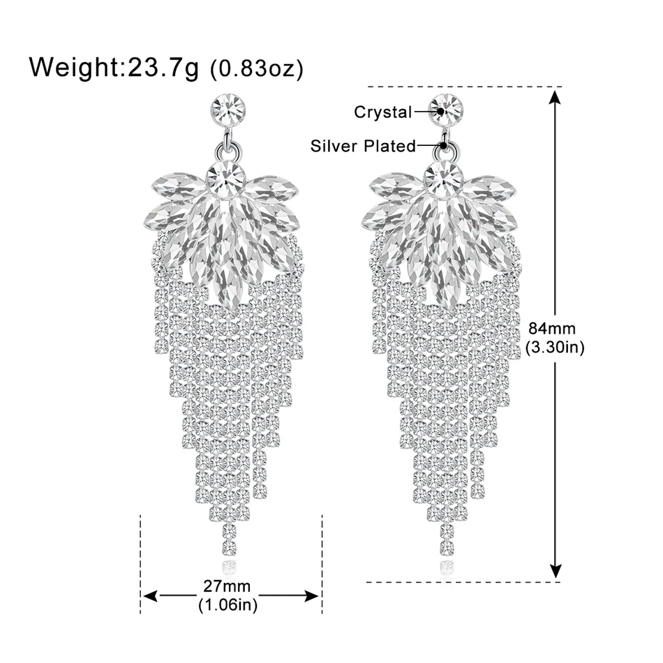 Mecresh корейский Серебряный цвет длинная ниспадающая Кисточка Серьги модные ювелирные изделия Свадебные, из горного хрусталя Свадебные серьги для женщин H1647