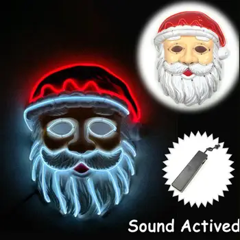 

Christmas EL Mask Santa Glowing Mask Cold Light Mask Face Shape Cold Light Glowing Mask Child Novelty Funny Toy With Capacitor