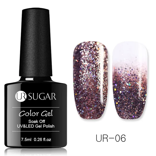 Glitter 6 UR SUGAR 7,5 мл голографический гель для ногтей с блёстками лак коричневый серия Серебристые, лазерные блестки гель замачивание уф светодиодный гель лак для ногтей, маникюр - Цвет: Glitter 6