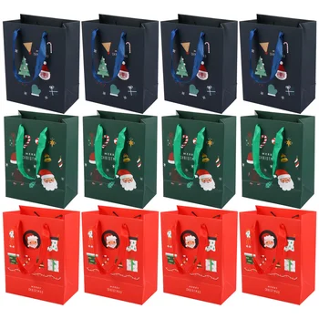 

12pcs Christmas Themed Wrapping Paper Bag Multipurpose Christmas Themed Packaging Bag Wrapping Bag for Festival Gift Dessert Pac