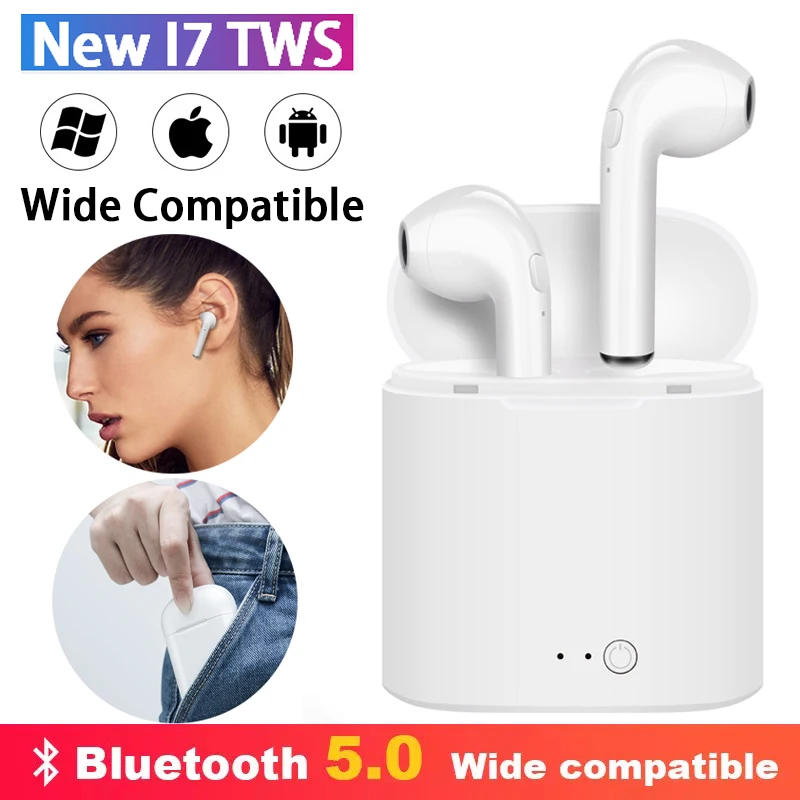 

i7s Wireless Headphones Hifi Bluetooth Earphones Sport Earbuds Handsfree Gaming Headset with Charging Box air dots For xiaomi