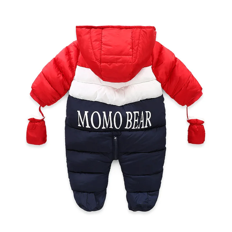 newborn toddler coats for winter alphabet print color matching Hooded jumpsuit baby boy snowsuit jacket snowsuit 18-24 months