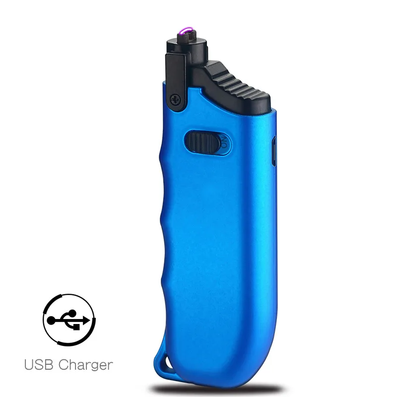 Беспламенная зажигалка зажигалки Телескопический дуговой фонарь плазменная Зажигалка USB Перезаряжаемый защищенный от ветра для курения аксессуары - Цвет: Blue