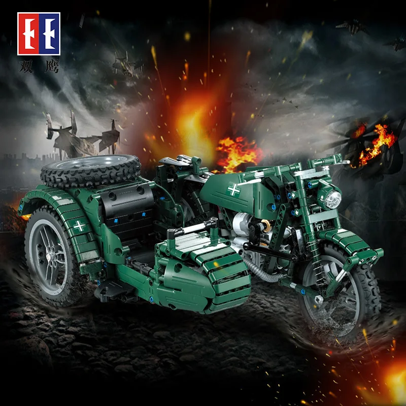 

Double e C51021 Military Series Electric World War II Military Motorcycle Race Car Children'S Educational Assembled Building Blo