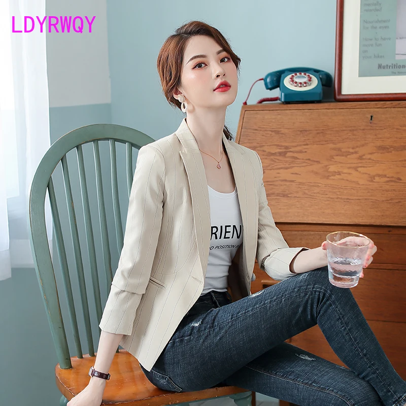 2019 autumn new Korean fashion temperament casual women's shirt striped small suit jacket
