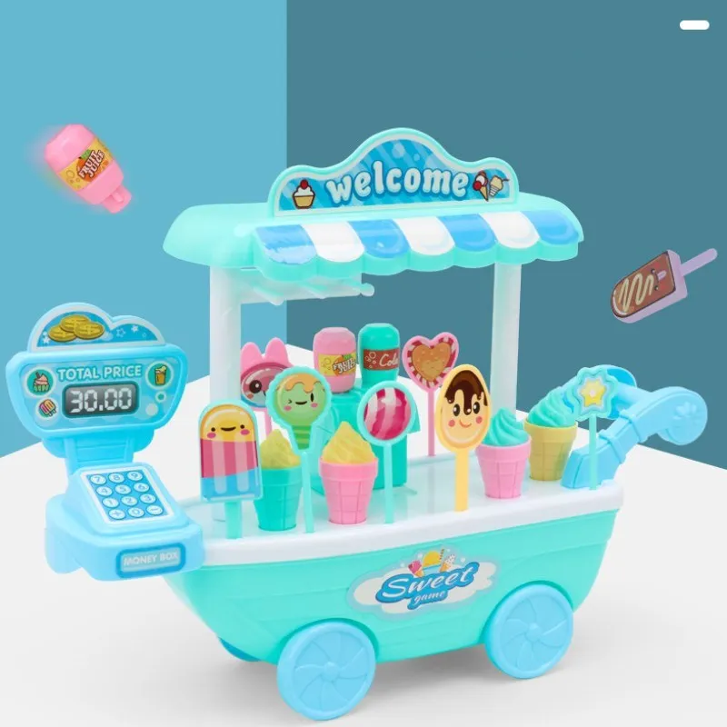 Горячая детский игровой дом корзина мороженого моделирование мороженое конфеты тележка игрушка девочка набор подарок