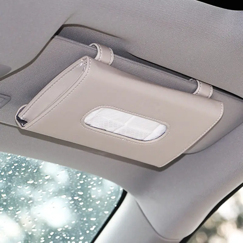 Universal Car Sun Visor Tissue Box Holder PU Leather Tissue Box Cover Case For Paper Auto Organizer Accessories