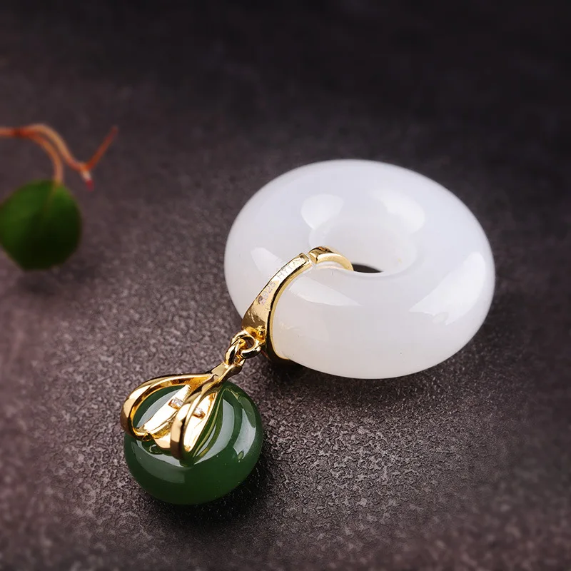 Безглицый натуральный jade Jasper пуговицы ожерелья без цепочек элегантные женские вечерние платья подвески из драгоценных камней 925 серебро Bijoux P1154