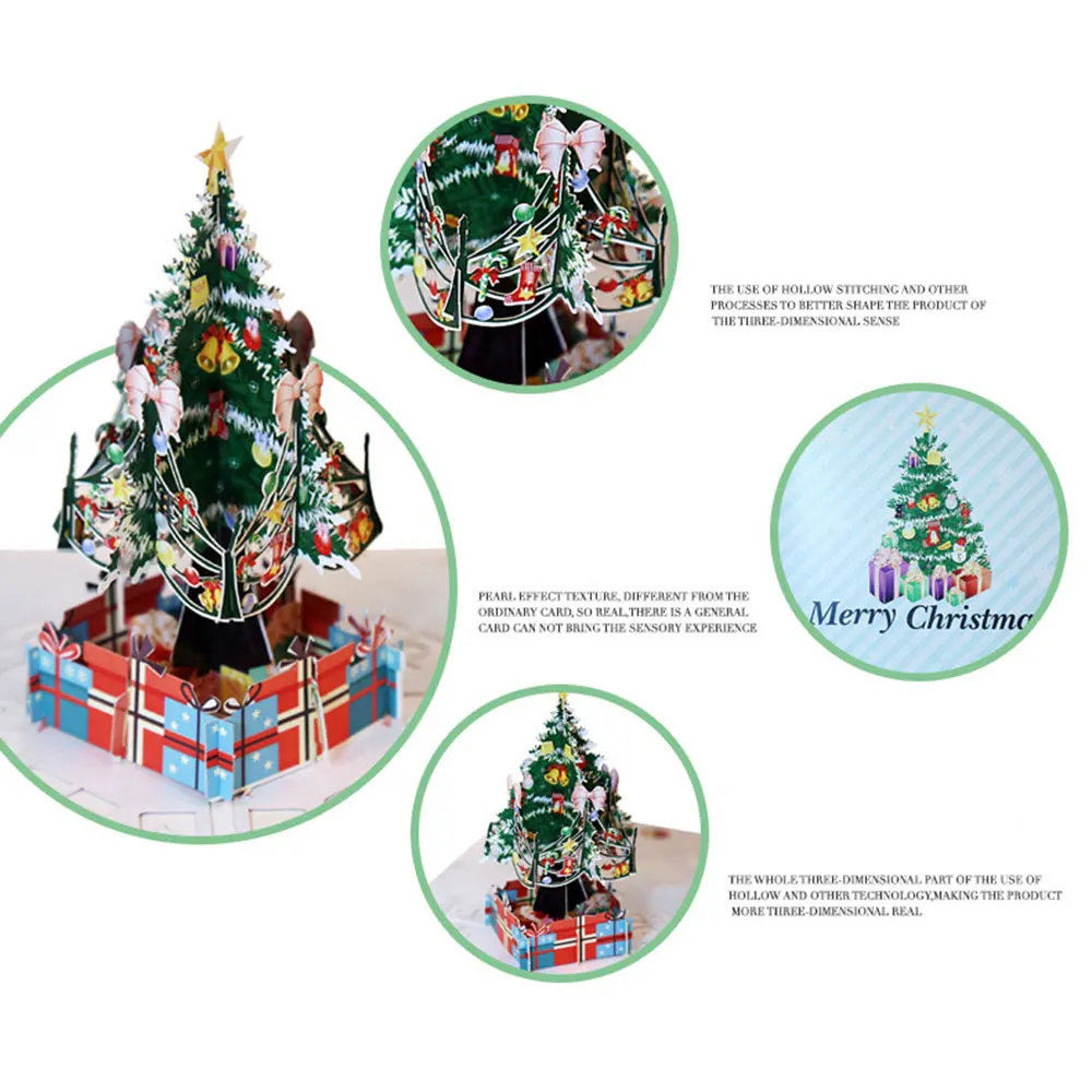 Colorful Creative Prop Paper Party Festival Greeting Card Wishes Cards Pop Up 3D Gift Xmas Congratulate Postcard