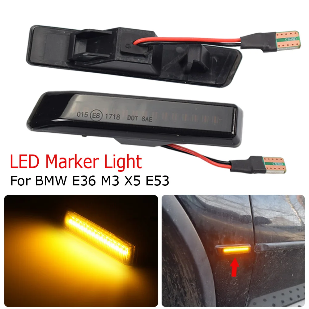 

Led Dynamic Turn Signal Light Side Marker Fender Sequential Lamp Blinker For BMW E36 M3 Facelift 1997-1999 X5 E53 1999-2006