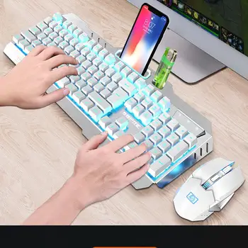 

Wireless Mechanical Keyboard and Mouse Game Set Rechargeable with Backlight for Gaming Desktop Bluetooth Wireless 101 Keys