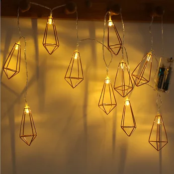 

Retro Iron Metal Diamond LED Fairy String Lights Battery Xmas Holiday Wedding Party Home Decoration 1M 3M LED String Lamps
