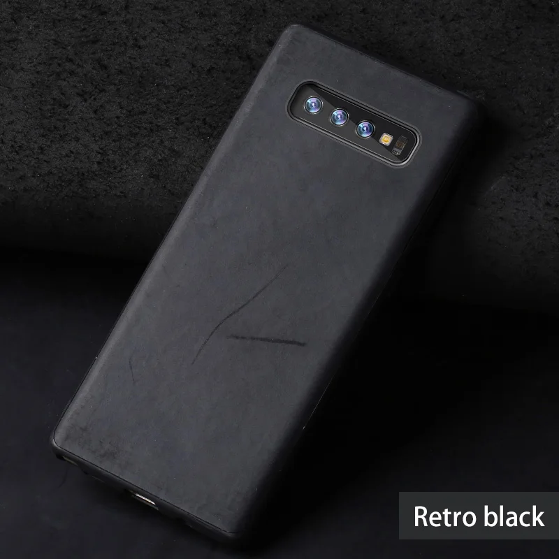 Черный Натуральная подтягивание кожи чехол для samsung Galaxy S10 S8 S9 S7 плюс крышка для A30 A40 A50 A70 A7 A8 S10e Note 8 9 Crazy Horse - Цвет: Черный