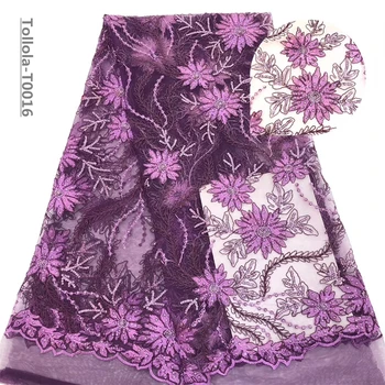 

Nigerian Lace Fabrics 2019 High Quality Lace African Mesh Lace Fabric Mint Purple French Tulle Lace Fabric For Wedding Dress
