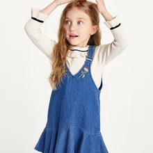 Balabala/детская одежда; джинсовое платье на бретелях для малышей; платье для девочек; Детская осенняя одежда; Новинка года; одежда принцессы