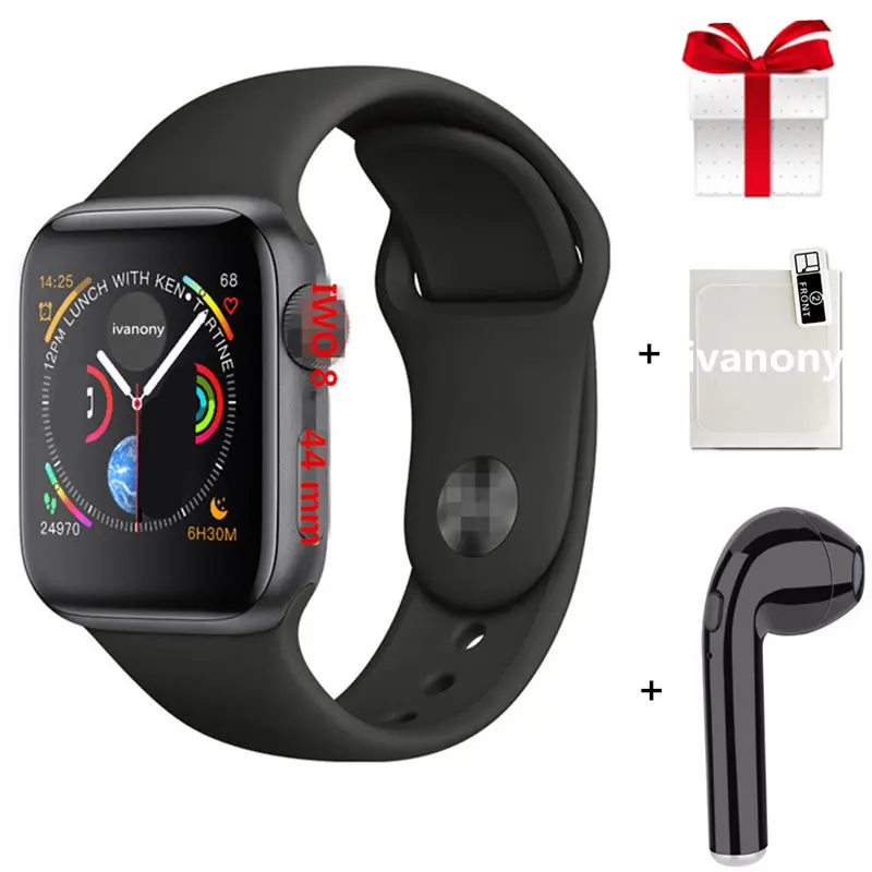 

SmartWatch IWO 8+Earphone+Film/Set 44mm Watch 4 Heart Rate Monitor ECG Pedometer Message Reminder For Apple iPhone Android Phone