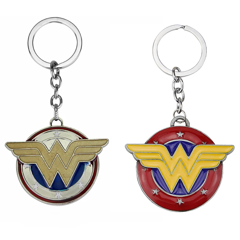 

Movie Wonder Woman Marvel Comics Super Heros Captain America Keyring Round Metal Keychain Pendant Key Chain Chaveiro Key Ring