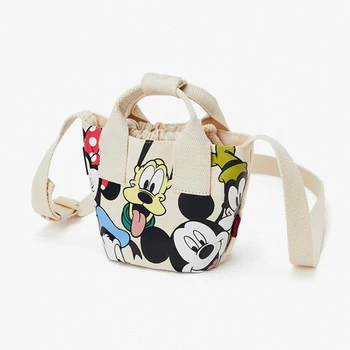 

Canvas Solid Kids Shoulder Bag Cartoon Mickey Minnie Pattern Messenger Bag for Boys Girls Fashion Princess Travel Snacks Satchel