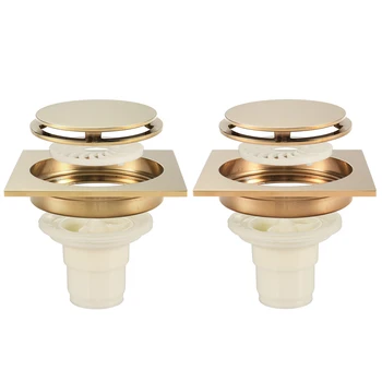 

NEW-Luxury Solid Brass Floor Drain Square Anti-Odor Floor Drain Bathroom Kitchen Balcony Bathtub Drain Shower Drain Shower Room