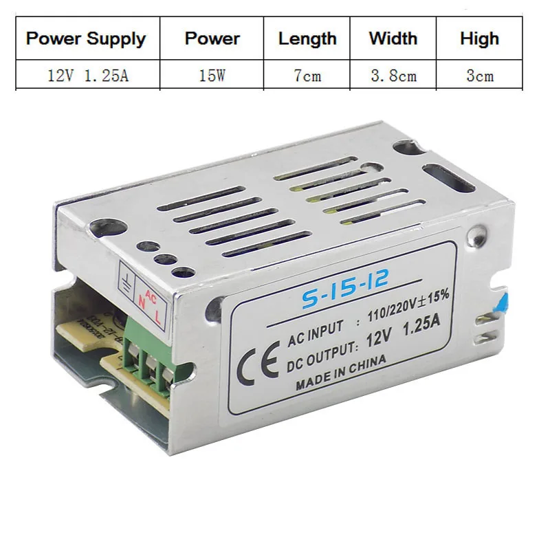 Блок питания DC 12V 1.25A адаптер трансформатора освещения CCTV конвертер для камеры для светодиодной ленты выключатель света зарядное устройство водителя A7