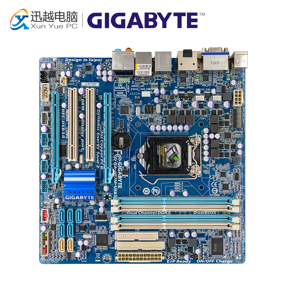 Gigabyte GA-H57M-USB3 настольная материнская плата H57M-USB3 H55 LGA 1156 для Core i7 i5 i3 DDR3 16G Micro-ATX оригинальная б/у материнская плата
