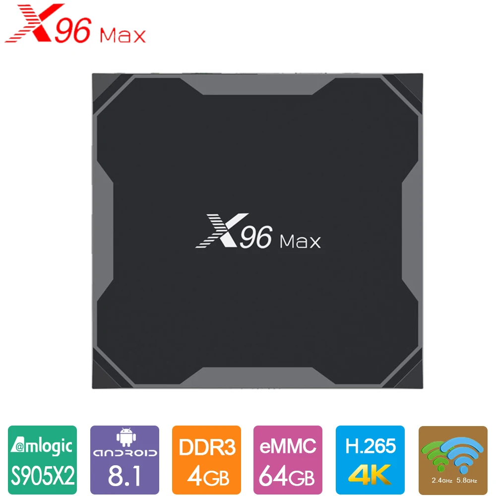  X96Max S905X2 TV BOX Android 9.0 Smart TV Box Amlogic Quad Core 4GB 32GB 64GB 2.4G 5GHz Wifi Blueto