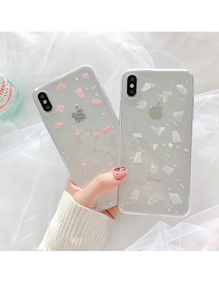 GlamPhoneCase Простой Прозрачный оловянный фольгированный чехол для iPhone X XS Max XR Мягкий