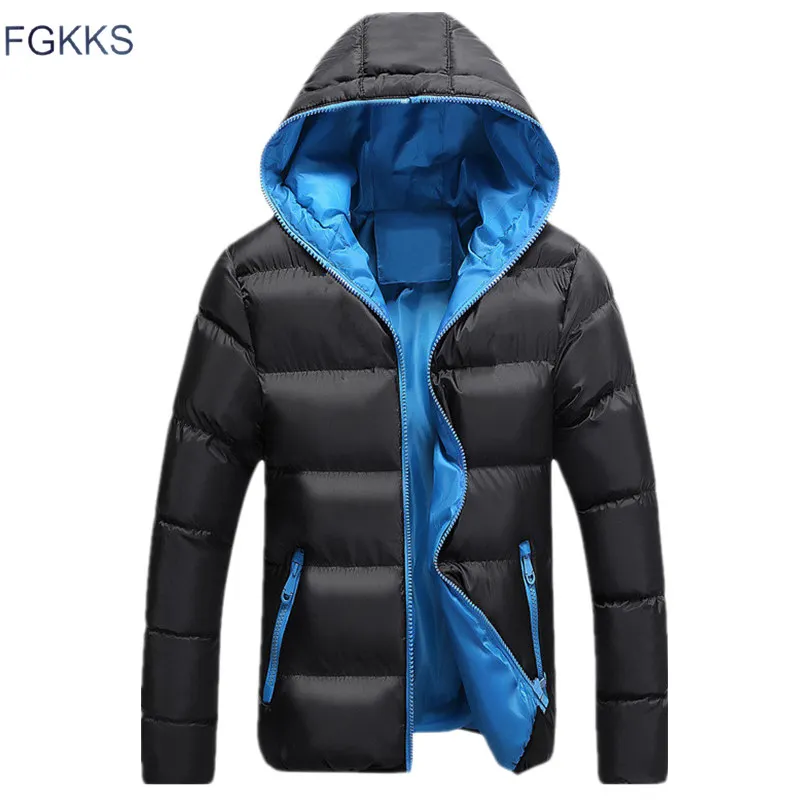 FGKKS мужские теплые парки зимние ветрозащитные альпинистские пальто мужские однотонные модные толстые с капюшоном удобные парки