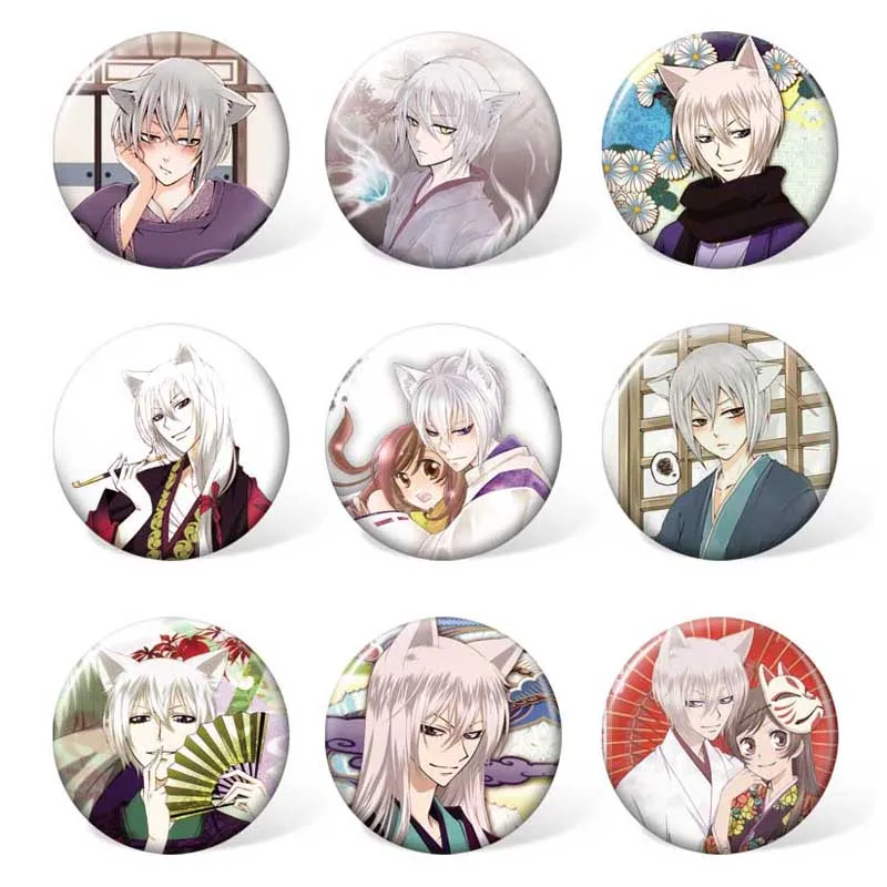 

(9pcs/set ) Kamisama Kiss Anime Badge Tomoe and Momozono Nanami Printed With Clothing & Accessories Brooch