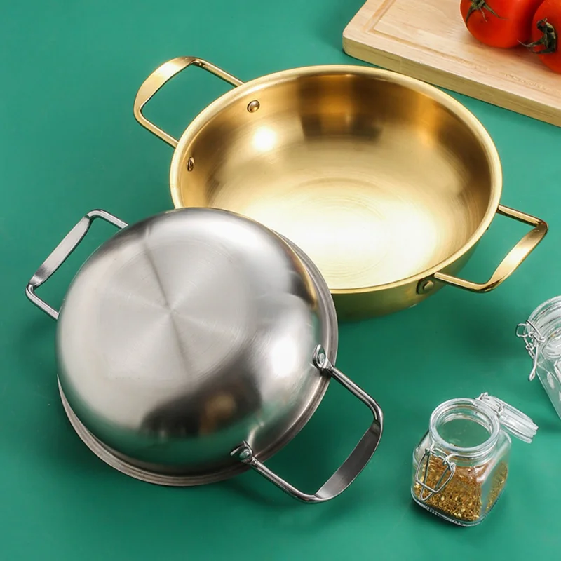 Korean Stainless Steel Soup Pot Ramen Noodles Pot With Handle Noodles