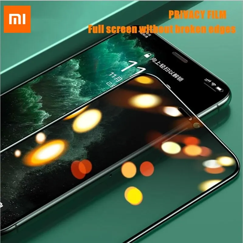Защитное стекло для переднего экрана Xiaomi Redmi Note 8 Pro антишпионское закаленное Mi Lite