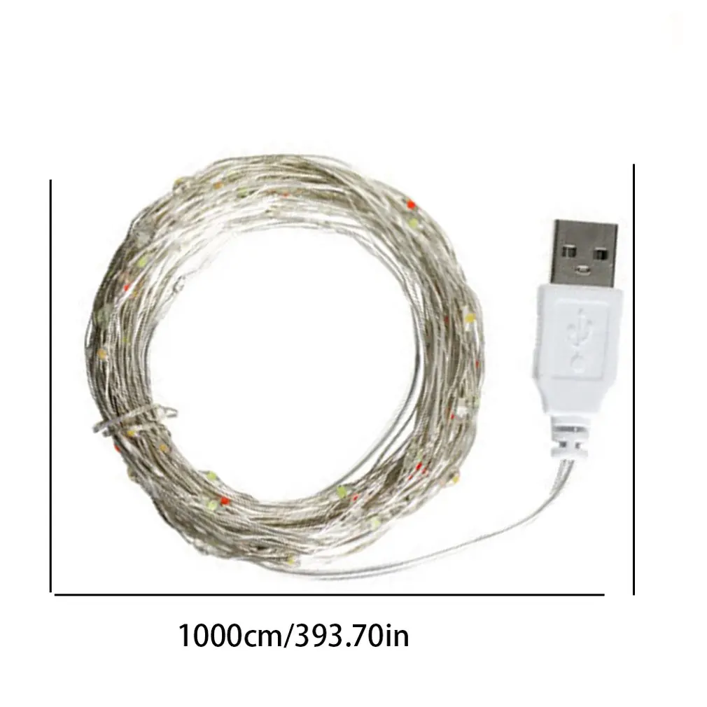 10 м 100 Светодиодная Праздничная гирлянда из светильник шнура Usb с пультом дистанционного управления Управление светильник строка Серебряная линия светильник Строка Рождество отделанные маленькой клеткой в стиле светильник s