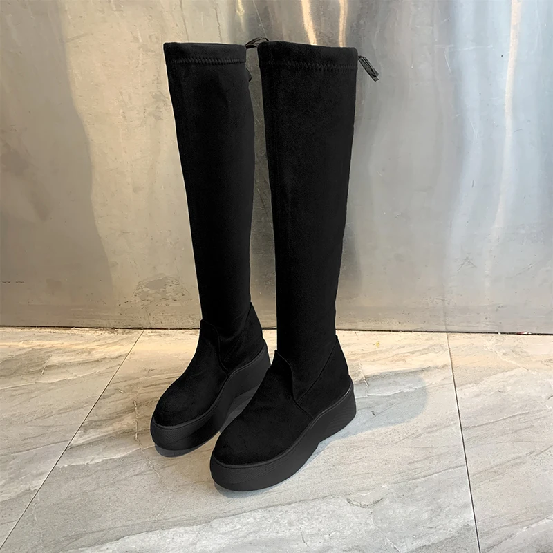 New New Over The Knee High Boots Women 6 Cm Winter Slim Flat Platform Boots Ladies Waterproof Casual Women Shoes 3 Style