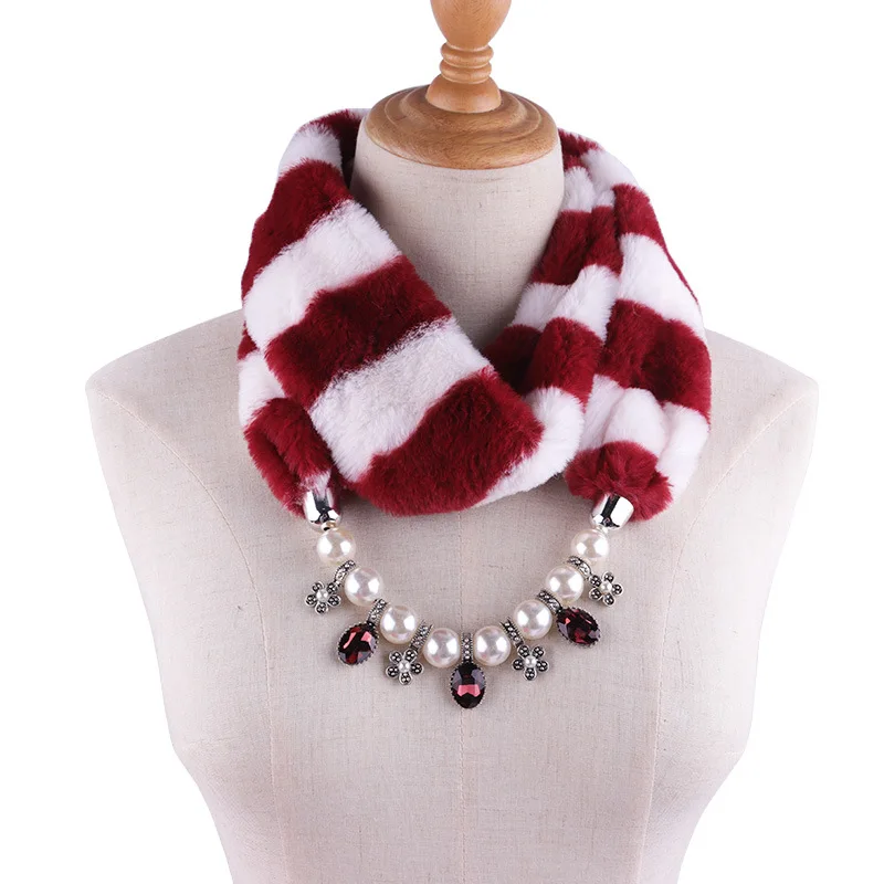 RUNMEIFA, роскошные брендовые ювелирные изделия, ожерелье с подвеской, теплый меховой шарф для женщин, в виде ракушки, стиль пули, сплав, хиджаб, женские аксессуары