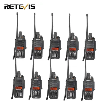 

10pcs IP67 Waterproof Walkie Talkie Retevis RT6 VHF UHF Dual Band 5W 128CH 1800mAh Scan FM Professional Two Way Radio+Cable