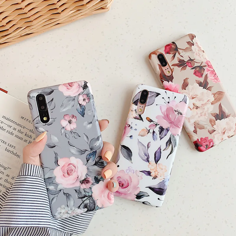 

Vintage Flower Soft Silicone IMD Phone Case For Huawei P30 Pro P20 Pro Mate 20 Lite Hot Banana Leaf Case Full Protect Back Cover