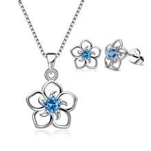 Effie queen S925 Серебряные Ювелирные наборы для женщин AAA Циркон Подвески в виде цветов серьги-гвоздики ювелирные наборы TSS22