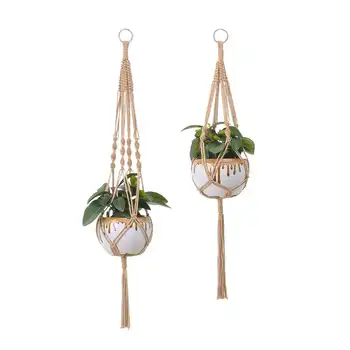 

2pcs Plant Hanger Flower Plant Holder Macrame Jute Hanging String Baskets Home Decoration Garden Supplies